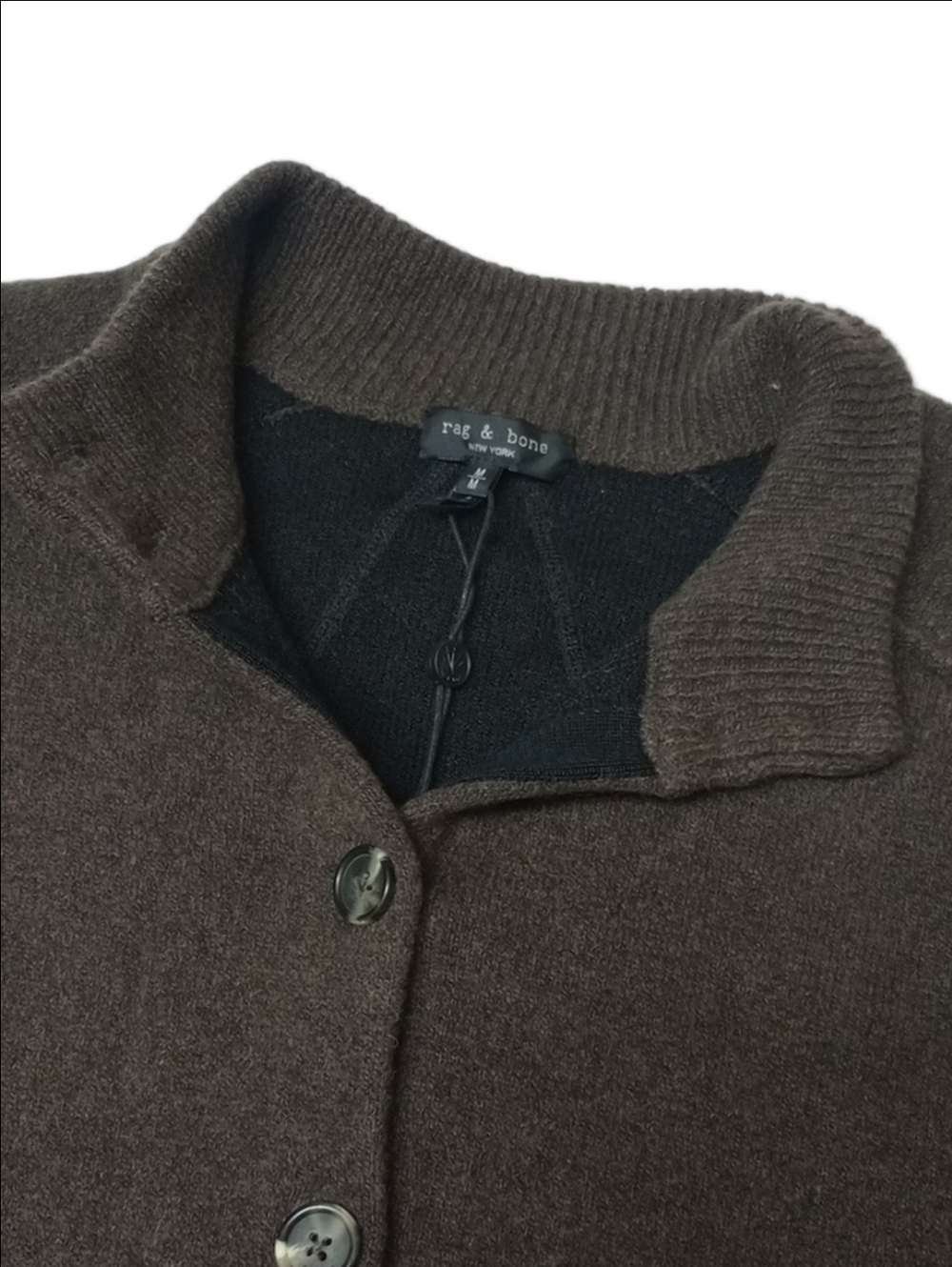 🆕🤎RAG & BONE "BRIDGET" RICH BROWN ITALIAN WOOL BLEND MOCKNECK CARDIGAN - Picture 13 of 16
